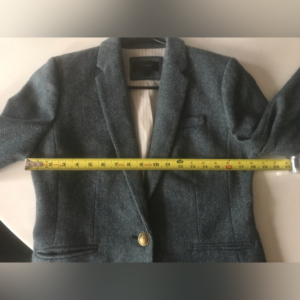J.Crew Wool Luxury Moon Campbell British Herringbone Tweed Gold Button Jacket - Picture 16 of 17